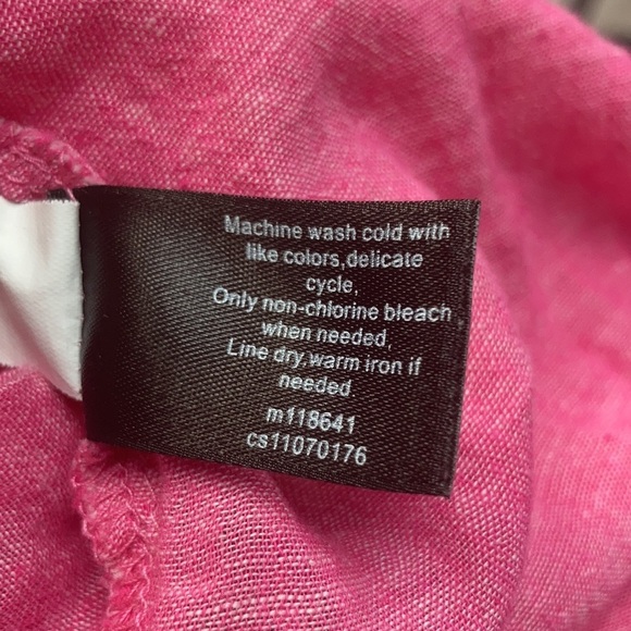 Size 14/16 Lane Bryant LINEN BARBIE Pink Button Down Top - Picture 7 of 7